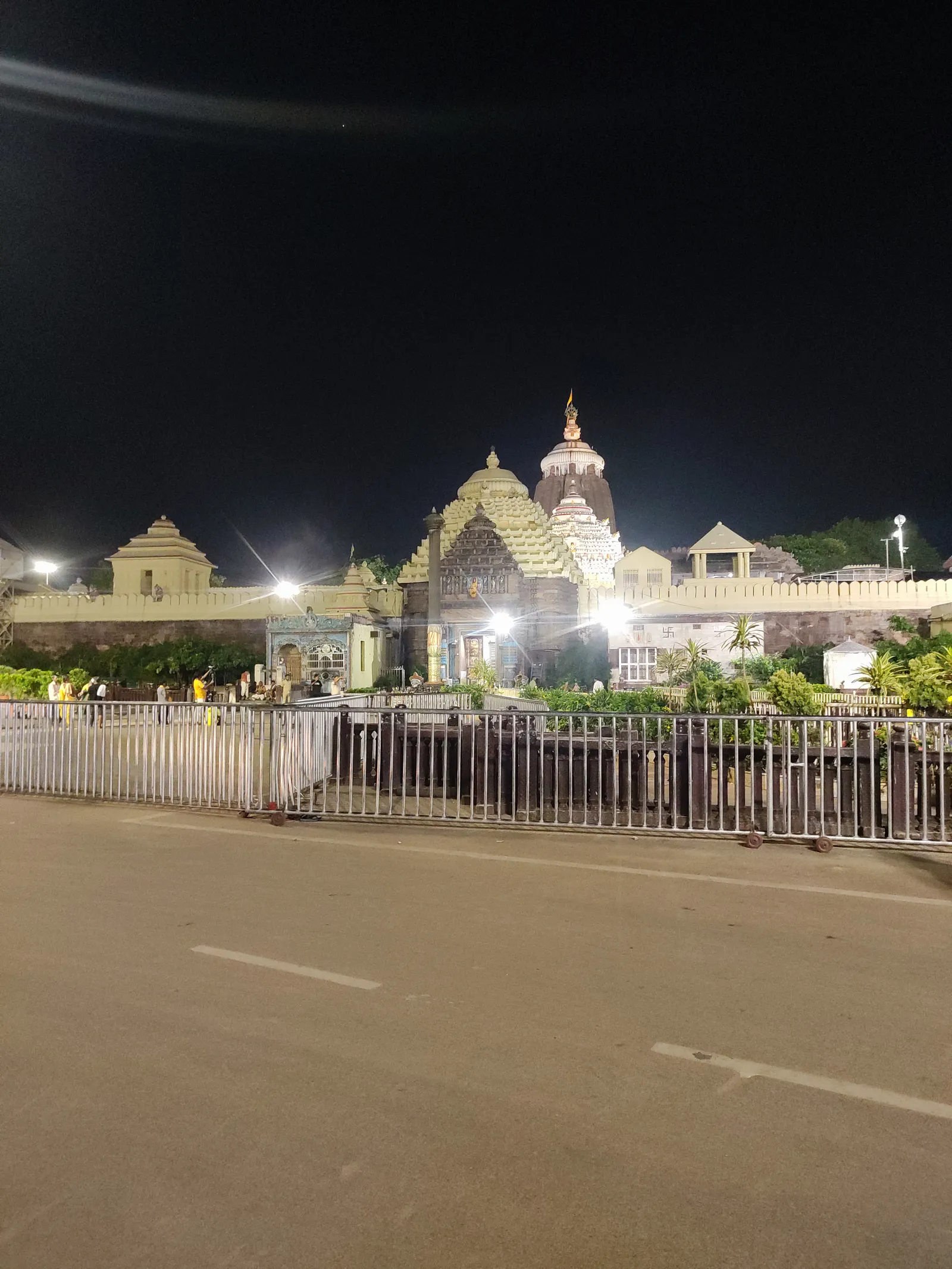 Temple illuminated at night